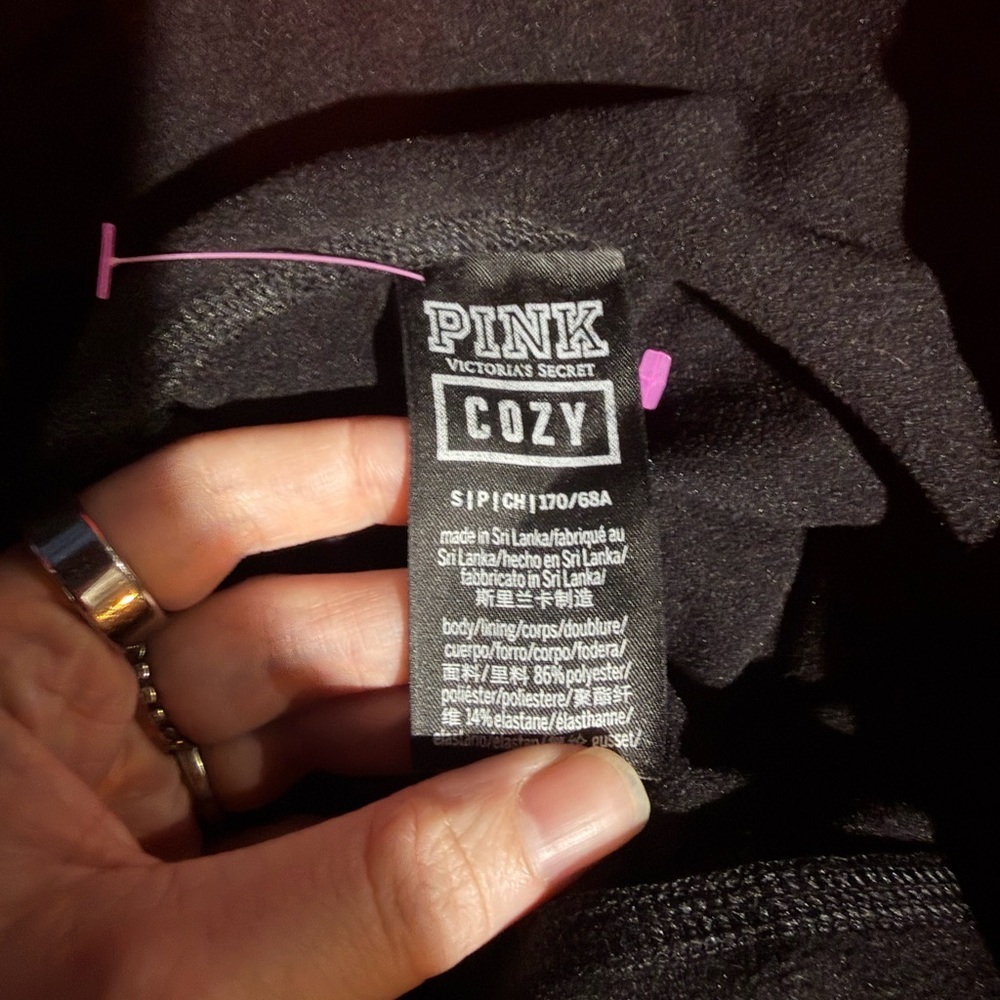 PINK Victoria's Secret Cozy Black High Rise Fleece Lined Leggings Small - Picture 2 of 3